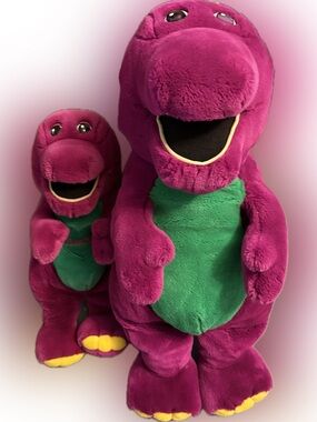 Vintage Barney the Dinosaur Plush Stuffed Animals Set - Medium & Jumbo